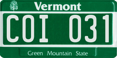 VT license plate COI031