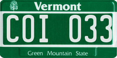 VT license plate COI033