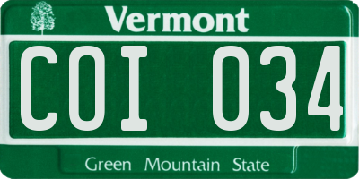 VT license plate COI034