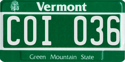 VT license plate COI036