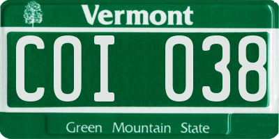 VT license plate COI038