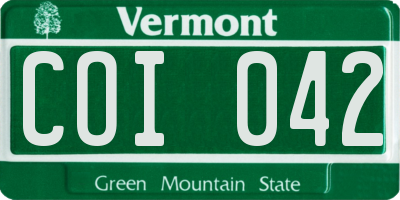 VT license plate COI042
