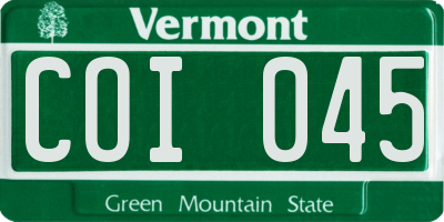 VT license plate COI045