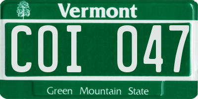 VT license plate COI047