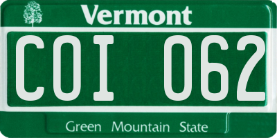 VT license plate COI062