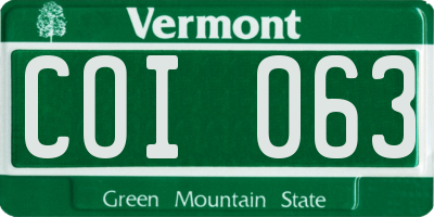 VT license plate COI063