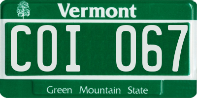 VT license plate COI067