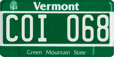 VT license plate COI068