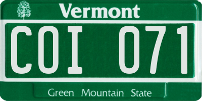 VT license plate COI071