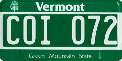 VT license plate COI072