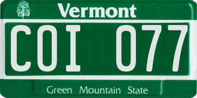 VT license plate COI077