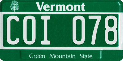 VT license plate COI078