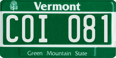 VT license plate COI081