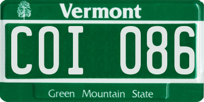 VT license plate COI086