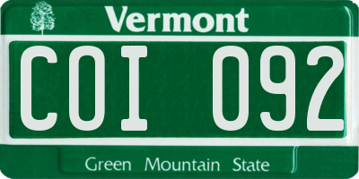 VT license plate COI092