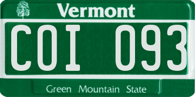 VT license plate COI093