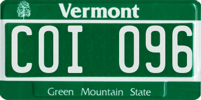 VT license plate COI096