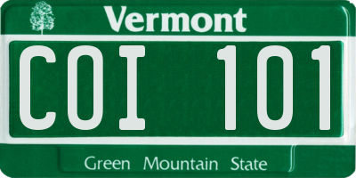 VT license plate COI101