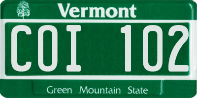 VT license plate COI102