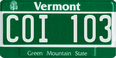 VT license plate COI103