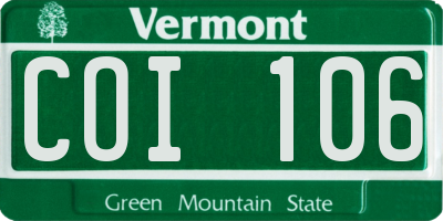 VT license plate COI106