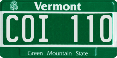 VT license plate COI110