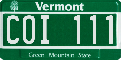 VT license plate COI111