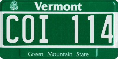 VT license plate COI114