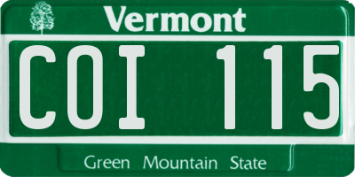VT license plate COI115