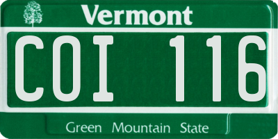 VT license plate COI116