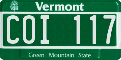VT license plate COI117