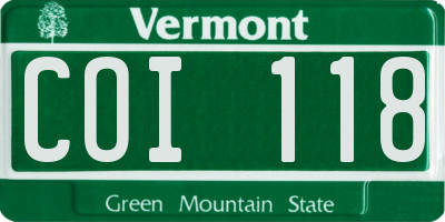 VT license plate COI118