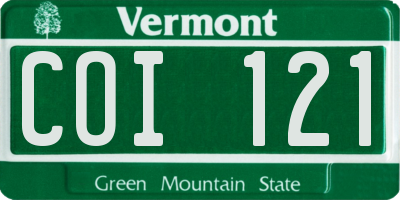 VT license plate COI121