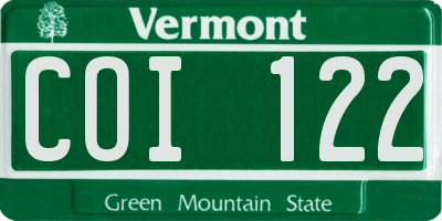 VT license plate COI122