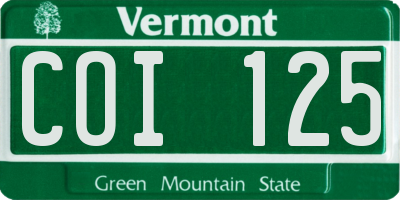 VT license plate COI125