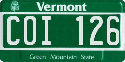 VT license plate COI126