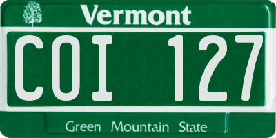 VT license plate COI127