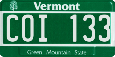 VT license plate COI133