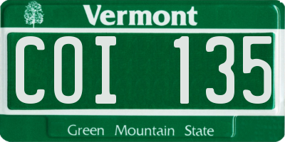 VT license plate COI135