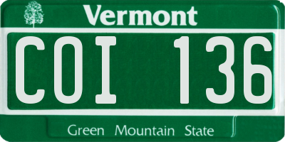 VT license plate COI136