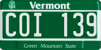 VT license plate COI139
