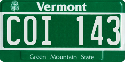VT license plate COI143