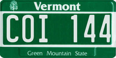VT license plate COI144