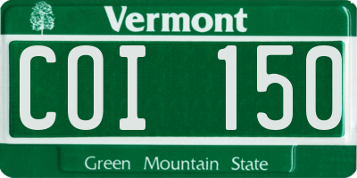 VT license plate COI150
