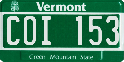 VT license plate COI153