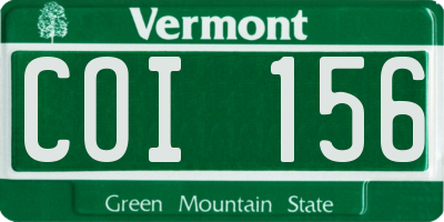 VT license plate COI156