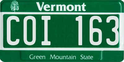VT license plate COI163