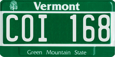VT license plate COI168