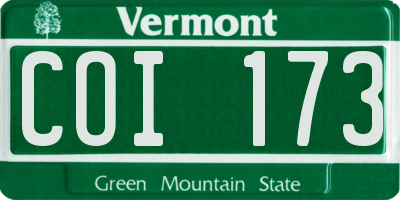 VT license plate COI173