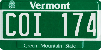 VT license plate COI174